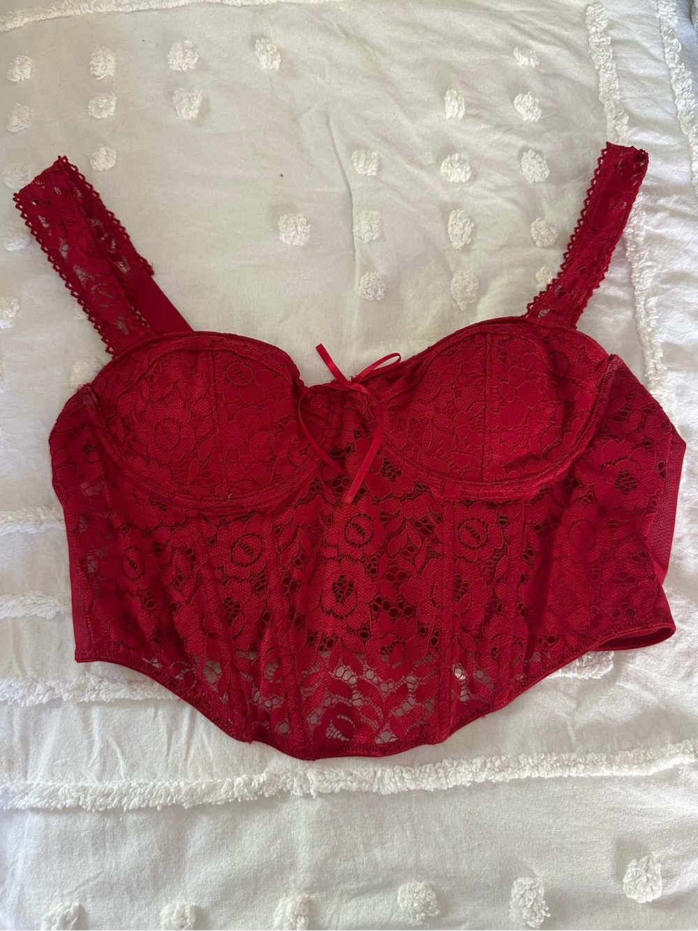 GARAGE: Red Lace Bustier (Size Large)